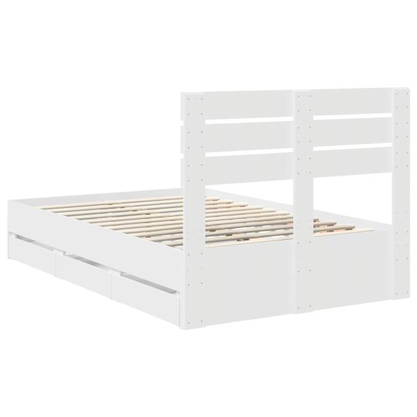 Рамка за легло с чекмедже Бяло 120 x 200 cm Инженерна дървесина