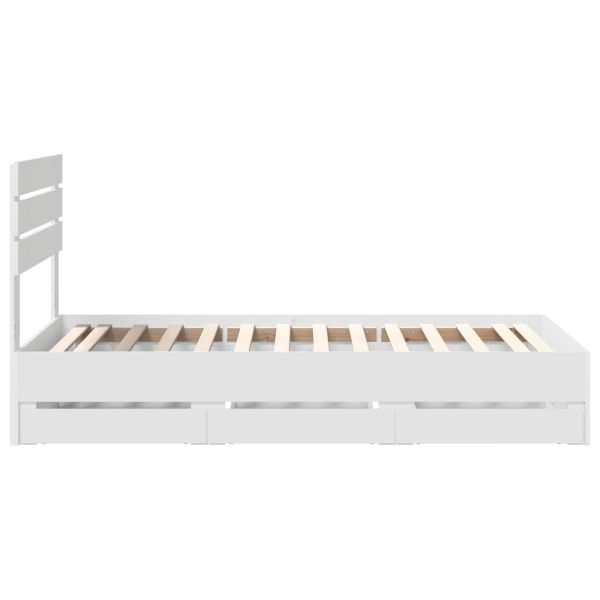 Рамка за легло с чекмедже Бяло 100 x 200 cm Инженерна дървесина