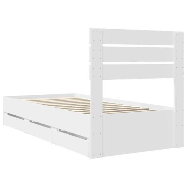 Рамка за легло с чекмедже Бяло 90 x 200 cm Инженерна дървесина