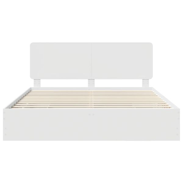 Рамка за легло с чекмедже Бяло 200 x 200 cm Инженерна дървесина