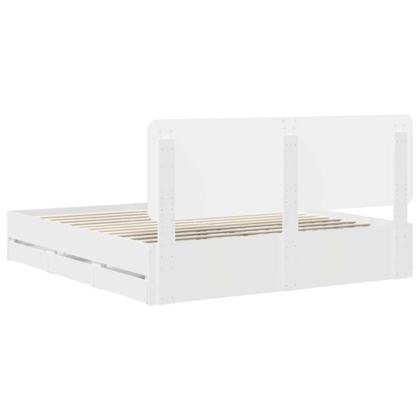 Рамка за легло с чекмедже Бяло 200 x 200 cm Инженерна дървесина
