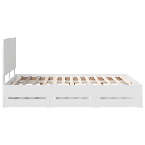 Рамка за легло с чекмедже Бяло 160 x 200 cm Инженерна дървесина