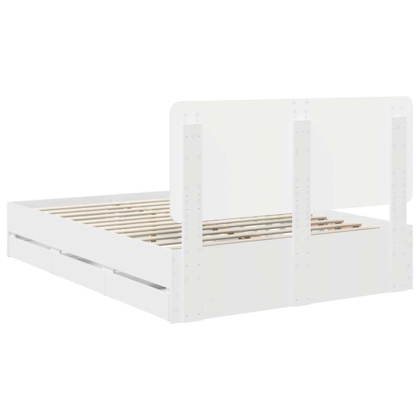 Рамка за легло с чекмедже Бяло 160 x 200 cm Инженерна дървесина