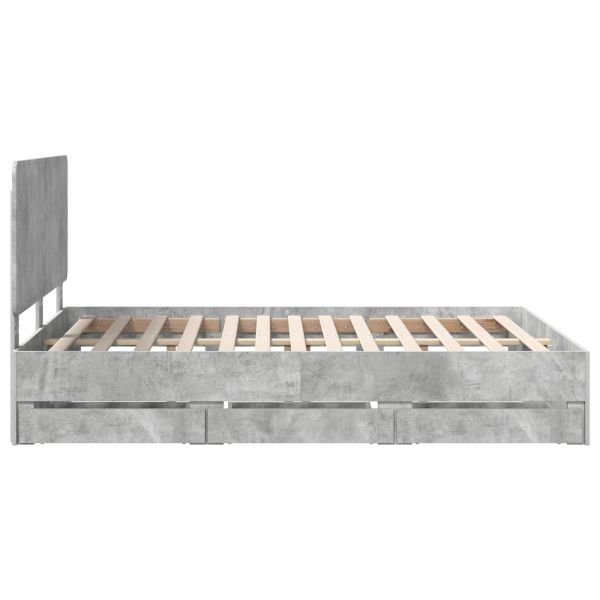 Рамка за легло Циментено сиво 160 x 200 cm Инженерна дървесина