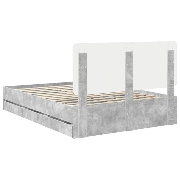 Рамка за легло Циментено сиво 140 x 190 cm Инженерна дървесина