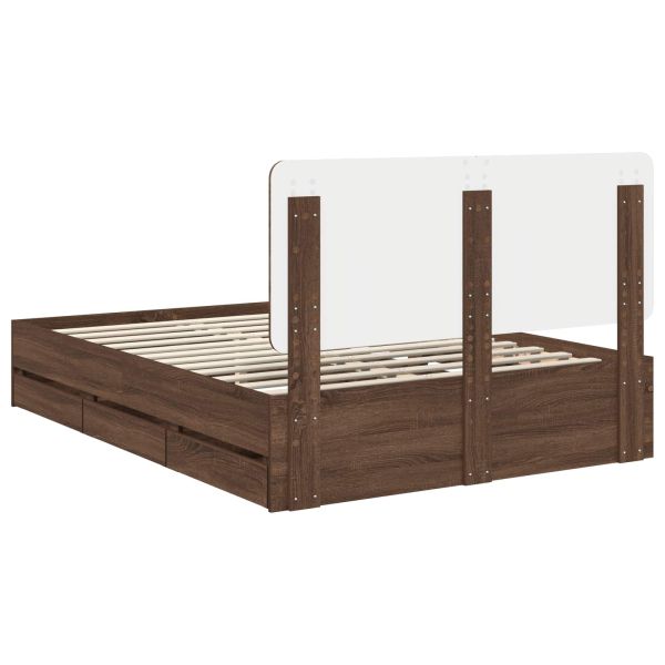 Рамка за легло Кафяв дъб 140 x 200 cm Инженерна дървесина