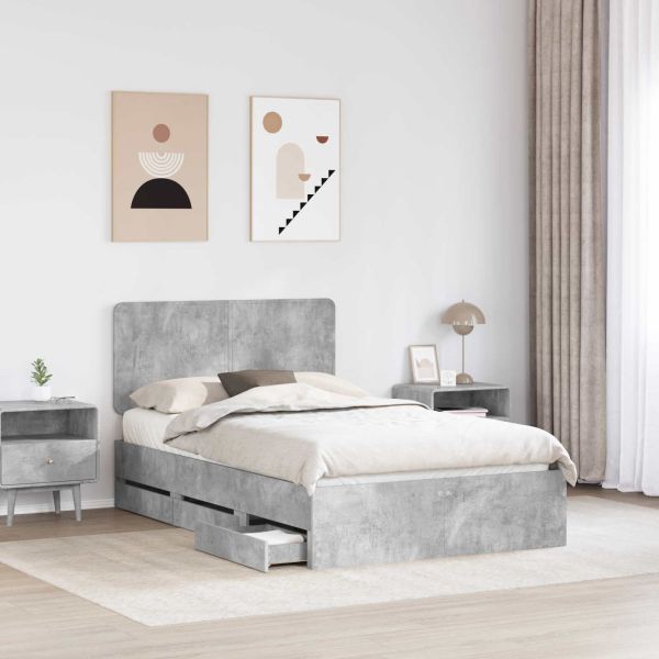 Рамка за легло Циментено сиво 135 x 190 cm Инженерна дървесина