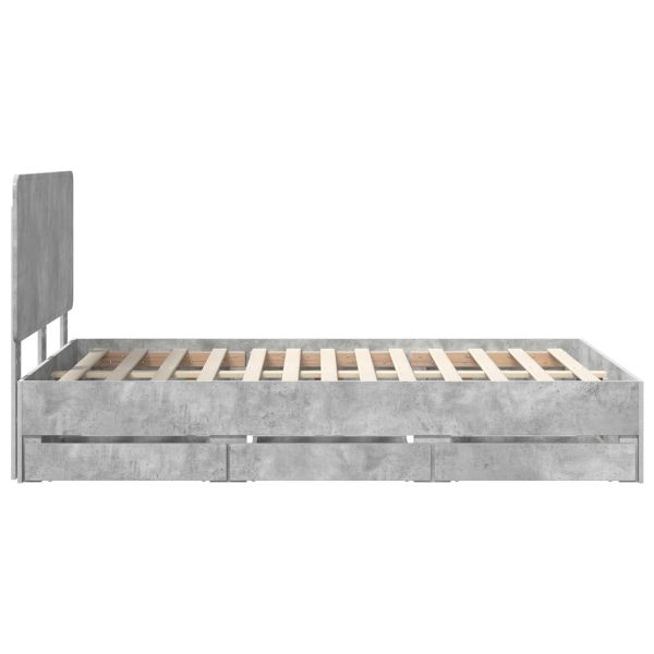 Рамка за легло Циментено сиво 135 x 190 cm Инженерна дървесина
