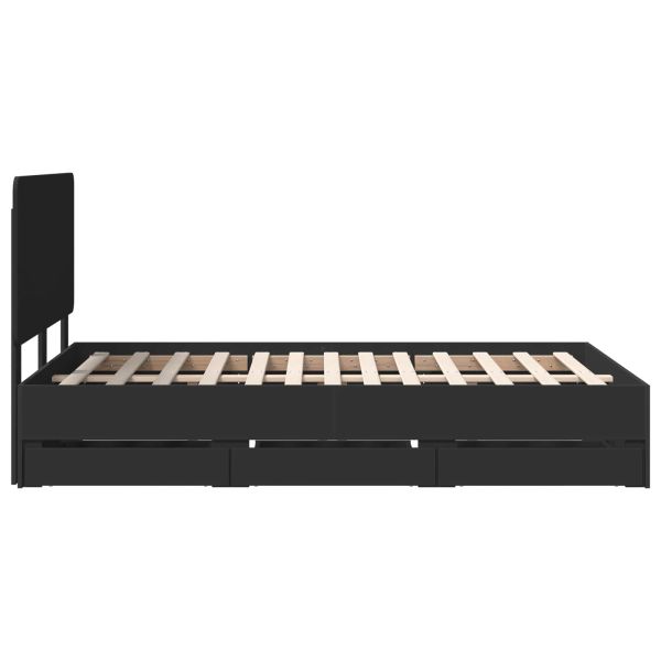 Рамка за легло с таблото Черно 120 x 190 cm Инженерна дървесина