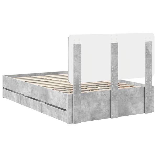 Рамка за легло Циментено сиво 120 x 190 cm Инженерна дървесина