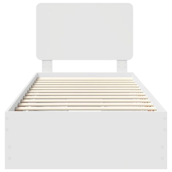 Рамка за легло с чекмедже Бяло 90 x 190 cm Инженерна дървесина