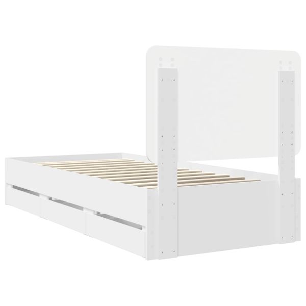 Рамка за легло с чекмедже Бяло 75 x 190 cm Инженерна дървесина
