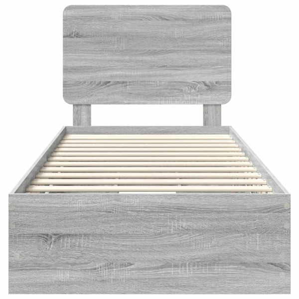 Рамка за легло Сив Сонома 75 x 190 cm Инженерна дървесина