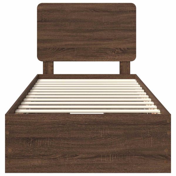 Рамка за легло Кафяв дъб 75 x 190 cm Инженерна дървесина