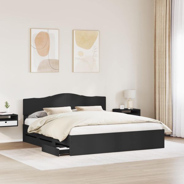 Рамка за легло с таблото Черно 200 x 200 cm Инженерна дървесина