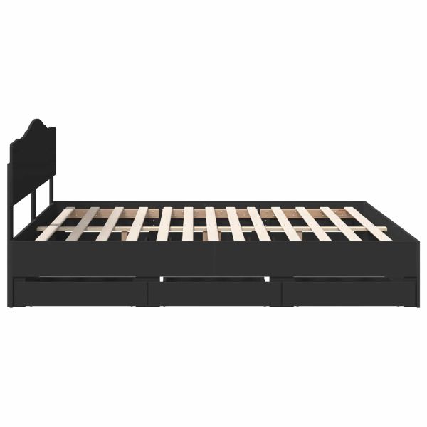 Рамка за легло с таблото Черно 200 x 200 cm Инженерна дървесина