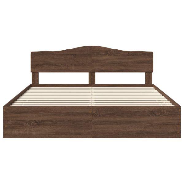 Рамка за легло Кафяв дъб 200 x 200 cm Инженерна дървесина