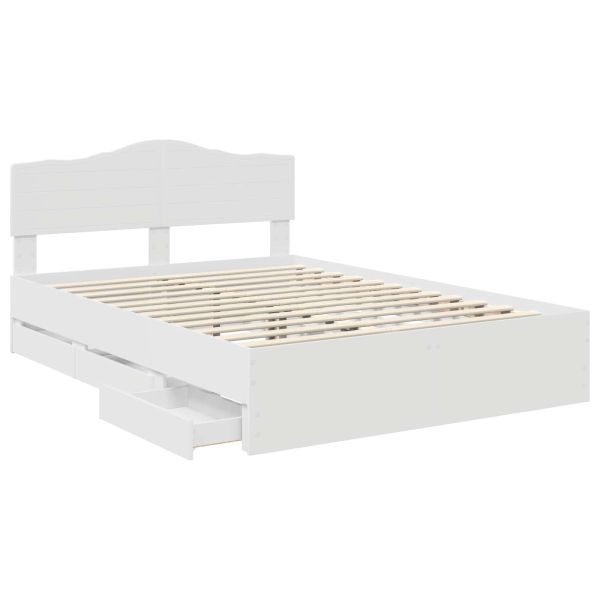 Рамка за легло с чекмедже Бяло 140 x 190 cm Инженерна дървесина