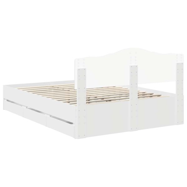 Рамка за легло с чекмедже Бяло 140 x 190 cm Инженерна дървесина