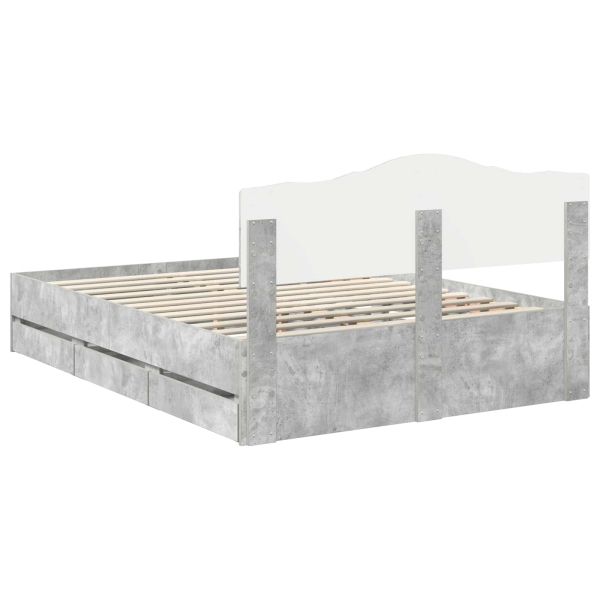 Рамка за легло Циментено сиво 140 x 190 cm Инженерна дървесина