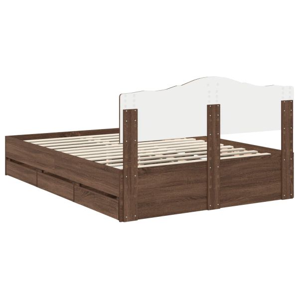 Рамка за легло Кафяв дъб 140 x 200 cm Инженерна дървесина