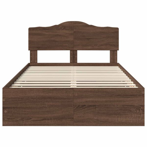 Рамка за легло Кафяв дъб 135 x 190 cm Инженерна дървесина