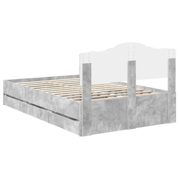 Рамка за легло Циментено сиво 120 x 190 cm Инженерна дървесина