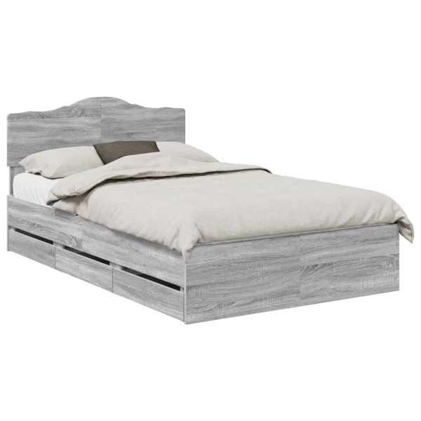 Рамка за легло Сив Сонома 120 x 190 cm Инженерна дървесина