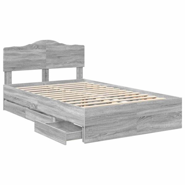Рамка за легло Сив Сонома 120 x 190 cm Инженерна дървесина