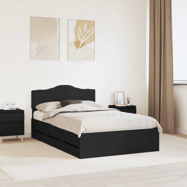 Рамка за легло с таблото Черно 120 x 200 cm Инженерна дървесина