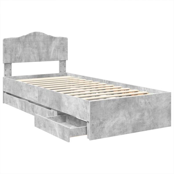 Рамка за легло Циментено сиво 100 x 200 cm Инженерна дървесина