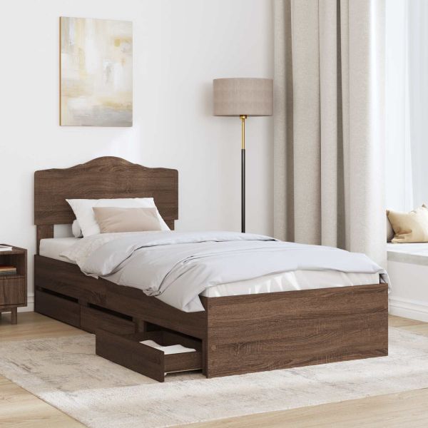 Рамка за легло Кафяв дъб 90 x 190 cm Инженерна дървесина