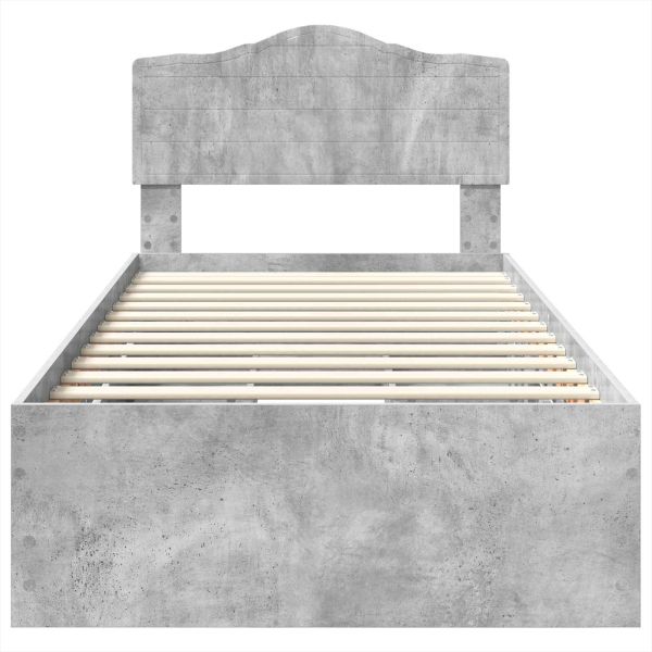 Рамка за легло Циментено сиво 90 x 200 cm Инженерна дървесина
