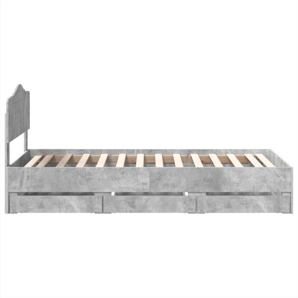 Рамка за легло Циментено сиво 90 x 200 cm Инженерна дървесина