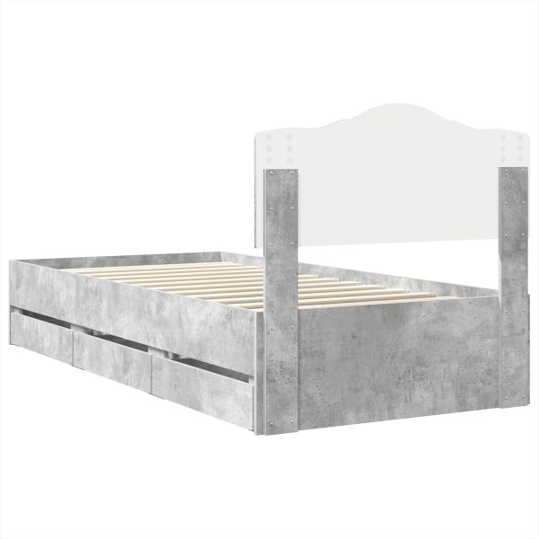 Рамка за легло Циментено сиво 90 x 200 cm Инженерна дървесина