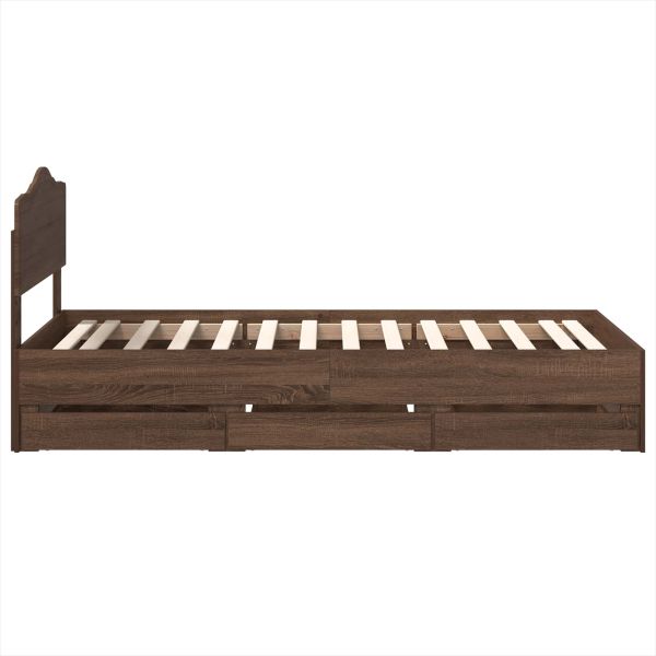 Рамка за легло Кафяв дъб 90 x 200 cm Инженерна дървесина