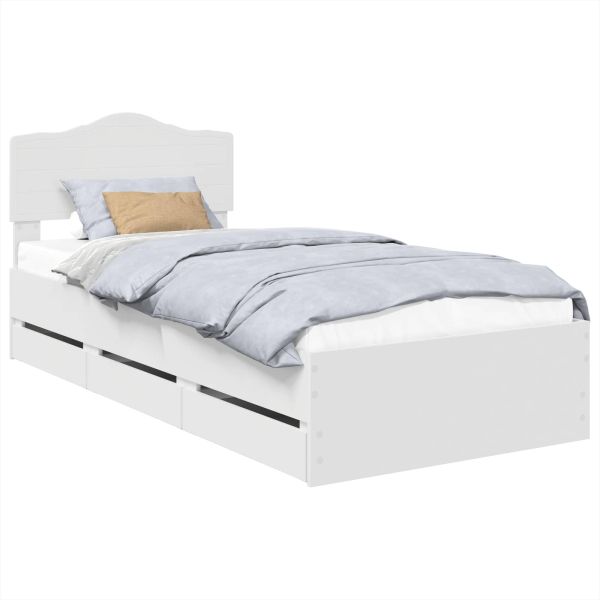 Рамка за легло с чекмедже Бяло 75 x 190 cm Инженерна дървесина