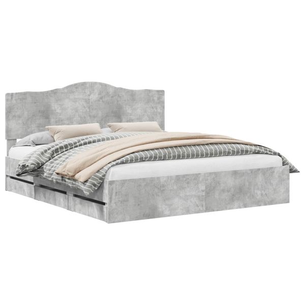 Рамка за легло Циментено сиво 200 x 200 cm Инженерна дървесина