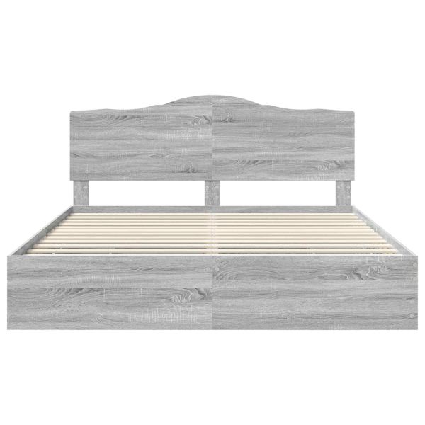 Рамка за легло Сив Сонома 200 x 200 cm Инженерна дървесина