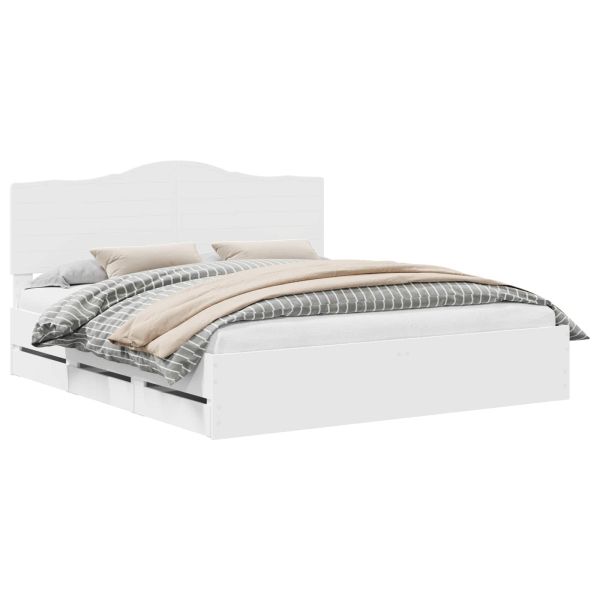 Рамка за легло с чекмедже Бяло 180 x 200 cm Инженерна дървесина