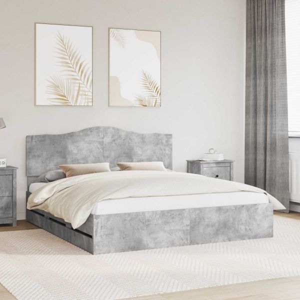 Рамка за легло Циментено сиво 180 x 200 cm Инженерна дървесина