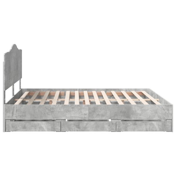 Рамка за легло Циментено сиво 180 x 200 cm Инженерна дървесина