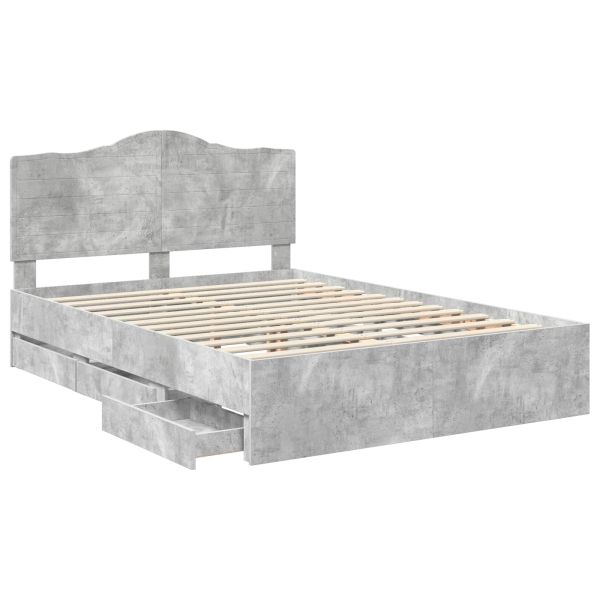 Рамка за легло Циментено сиво 160 x 200 cm Инженерна дървесина