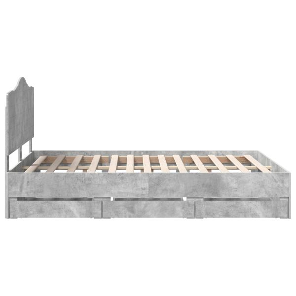 Рамка за легло Циментено сиво 160 x 200 cm Инженерна дървесина