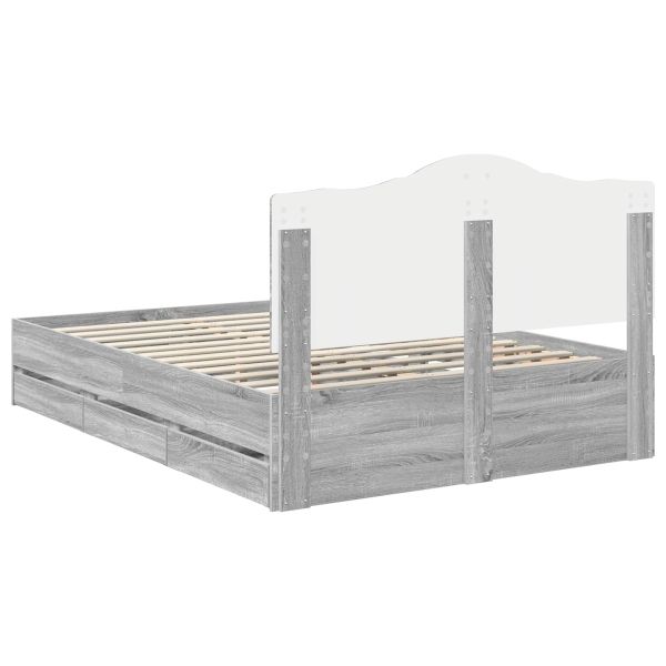 Рамка за легло Сив Сонома 140 x 190 cm Инженерна дървесина