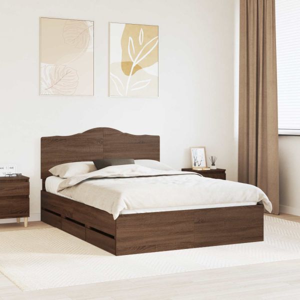 Рамка за легло Кафяв дъб 140 x 200 cm Инженерна дървесина