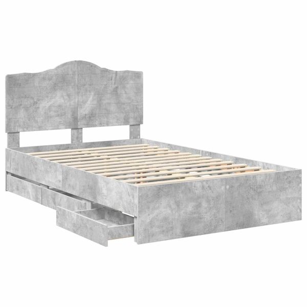 Рамка за легло Циментено сиво 120 x 200 cm Инженерна дървесина