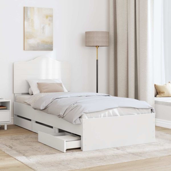 Рамка за легло с таблото Бяло 98.5 x 200 см Инженерна дървесина