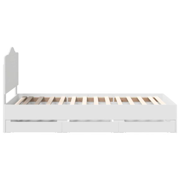 Рамка за легло с чекмедже Бяло 75 x 190 cm Инженерна дървесина