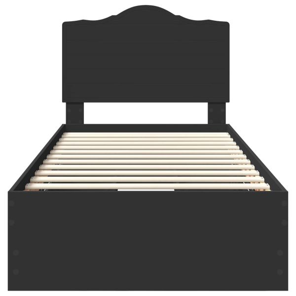 Рамка за легло с чекмедже Черно 75 x 190 cm Инженерна дървесина